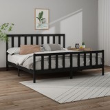 Cumpara ieftin Cadru de pat, negru, 200x200 cm, lemn masiv de pin
