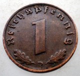 B.100 GERMANIA 1 REICHSPFENNIG 1939 D, Europa, Bronz