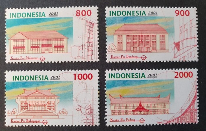 Indonesia 2001 - Oficii postale, cladiri, serie neuzata