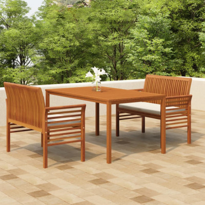 vidaXL Set mobilier de exterior cu perne, 3 piese, lemn masiv acacia foto
