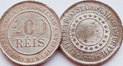 2392 Brazilia 200 Reis 1889 Pedro II km 493 foto