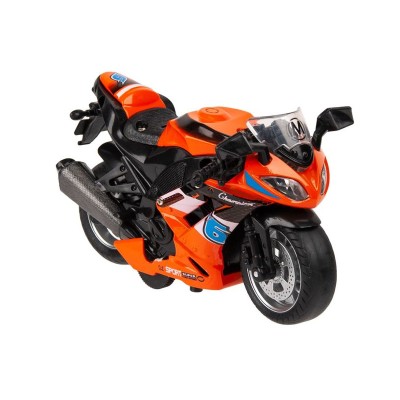 Motocicleta Super sport, cu lumina si sunet, 1:14, Portocaliu, ATU-083159 foto