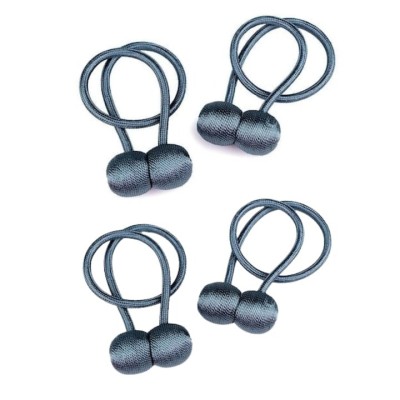 Set 4 magneti decorativi pentru perdele si draperii, tip snur, poliester, 44 cm - Gri albastrui foto