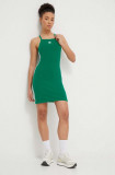 Cumpara ieftin Adidas Originals rochie culoarea verde, mini, mulată IR8127