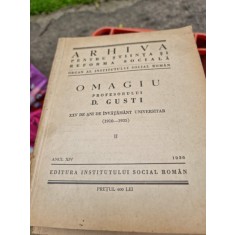 Arhiva pentru stiinta si reforma sociala 1936. Omagiu profesorului D. Gusti vol.II