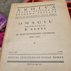Arhiva pentru stiinta si reforma sociala 1936. Omagiu profesorului D. Gusti vol.II