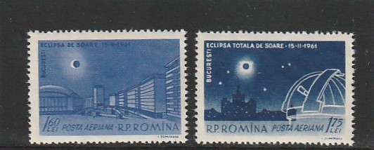 ROMANIA 1961 LP 520 ECLIPSA TOTALA DE SOARE SERIE MNH NESTAMPILATA