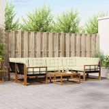 vidaXL Set de canapele de exterior cu pernă 7 pcs Natural și Crem 3369245