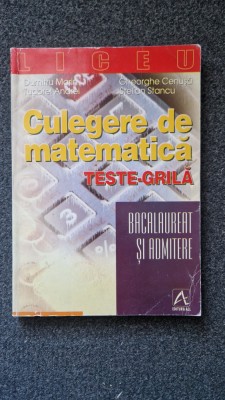 CULEGERE DE MATEMATICA TESTE-GRILA - Marin, Cenusa foto