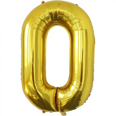 Balon folie metalizata litera o, flippy, 80 cm, umflati cu heliu sau aer, ambalaj individual, pai inclus, auriu foto