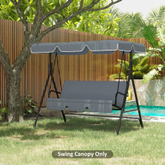 Outsunny Copertina de Rezerva pentru Balansoar de Gradina cu 2 Locuri cu Cadru Tubular, Acoperis de Rezerva pentru Balansoar, Umbrela de Soare UV50+ (