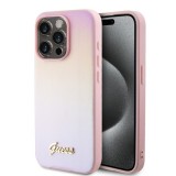 Husa pentru iPhone 15 Pro Max - Saffiano Iridescent Script (GUHCP15XPSAIRSP) - Pink, Guess