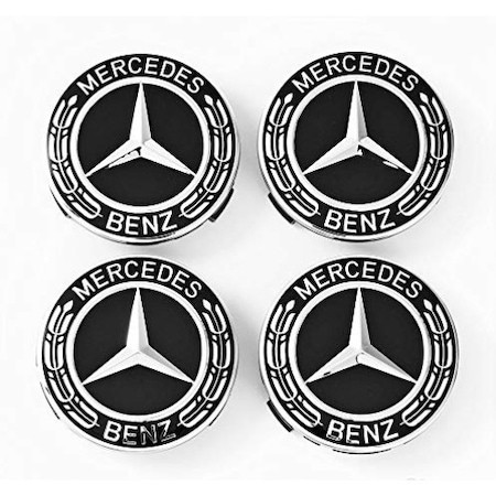 Set 4 capacele roti 75mm negre, pentru jante aliaj Mercedes-Benz