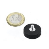 Magnet neodim oala cauciucat &Oslash;22 mm, cu filet exterior M4, putere 5,9 Kg