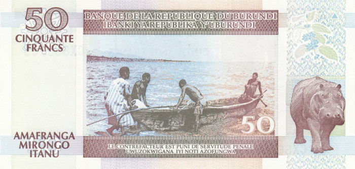 Burundi 50 Francs 2005, UNC, P36e