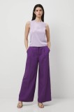 Medicine pantaloni culoarea violet, lat, high waist