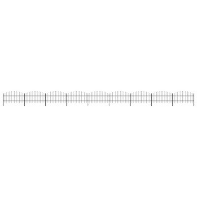 vidaXL Gard de grădină cu v&amp;acirc;rf suliță, negru, (0,75-1)x15,3 m, oțel foto