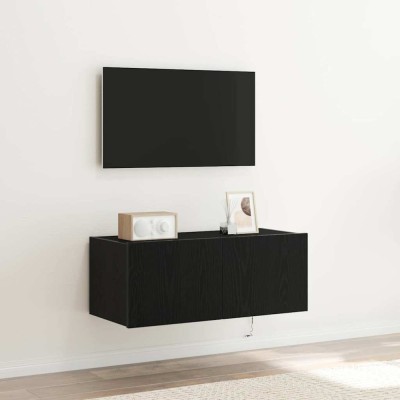 vidaXL Dulap TV de perete Stejar negru 80 x 35 x 31 cm Lemn compozit foto