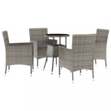 Cumpara ieftin Set bistro de gradina cu perne, 5 piese, gri, poliratan