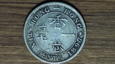 Hong Kong - moneda exotica coloniala argint - 10 cents 1897 H (Heaton) - Victoria - stare buna