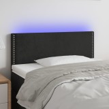 VidaXL Tăblie de pat cu LED, negru, 90x5x78/88 cm, catifea