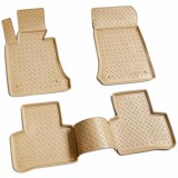 Set de 4 covorase cauciuc bej 3D stil tavita premium pentru Mercedes GLK X204 2008-2015