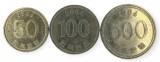 Coreea de Sud , lot 26 - 50 + 100 + 500 Won 2004, Asia, Cupru-Nichel