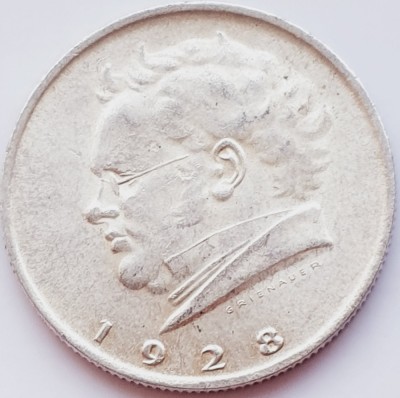 272 Austria 2 Schilling 1928 Franz Schubert km 2843 argint foto