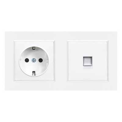 Priză Nova cu &amp;icirc;mpăm&amp;acirc;ntare 16A 250V UTP cu cadru alb foto