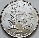 25 cents / quarter 2000 USA, Massachusetts, unc, litera P, America de Nord