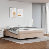 VidaXL Pat box spring cu saltea, cappuccino, 160x200cm piele ecologică