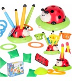 Joc arcade pentru copii 4-in-1 Buburuza lansator, coarda de sarit, aruncare tinta, joc de dexteritate