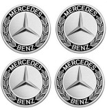 set 4 Capace jante aliaj Mercedes Benz 75mm Negru/Crom