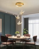 Candelabru/Lustra LED, Suspendata, Pendul, 4 Surse de Lumina, Design in forma de Fluture, Dimabil, 3 Tipuri de Lumina, Calda, Neutra si Rece, Ambienta