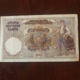 Bancnota Iugoslavia Yugoslavia 100 dinari 1941-aUNC