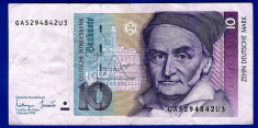 (2) BANCNOTA GERMANIA - 10 MARK 1993 (1 OCTOMBRIE), PORTRET CARL FRIEDR. GAUSS foto