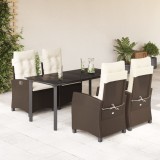 VidaXL Set mobilier de grădină, 5 piese, cu perne, maro, poliratan