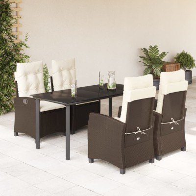vidaXL Set mobilier de grădină, 5 piese, cu perne, maro, poliratan foto