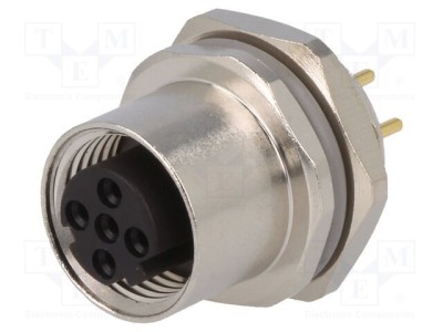 Conector M12 soclu PIN 4 mamă TE Connectivity D-Ethernet THT IP67 drept foto
