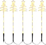 Brad decorativ LED pe bat, lumina alba calda, 50 LED, set 5 bucati