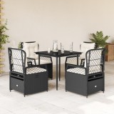 vidaXL Set mobilier de grădină cu perne, 5 piese, negru, poliratan 3262958