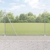 VidaXL Gard din s&acirc;rmă sudată cu 7 st&acirc;lpi flanșați 1.4x10 m Oțel galvanizat
