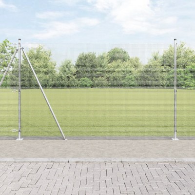 vidaXL &amp;Icirc;ngrădire din s&amp;acirc;rmă sudată cu 13 st&amp;acirc;lpi flansați 1.4x50 m Oțel galvanizat foto