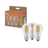 Bec LED filament Osram clasic, A100, E27, 7.2 W, 1521 lm, lumina calda, 2700 K, set 3 bucati