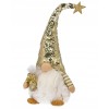 Decoratiune Craciun Jumi, Pitic cu LED, Auriu/Alb, 18x47cm, Figurina Textil, Interior, Tema Elf