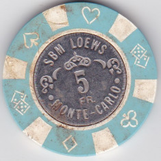 JETON Monte Carlo SBM Loews Valoarea 5 Franci