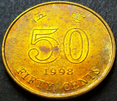 Moneda exotica 50 CENTI / CENTS - HONG KONG, anul 1998 * cod 4208 = A.UNC foto