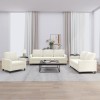 VidaXL Set de canapele cu perne, 3 piese, crem, catifea 3201484