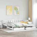 VidaXL Pat de zi cu extensie și sertare fără saltea, alb, 90x200 cm