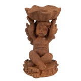Cumpara ieftin Suport lumanare polirasina maro Inger 7x7x12 cm